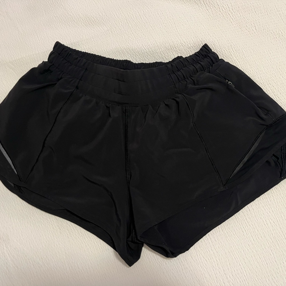 Black lululemon hotty hot shorts.